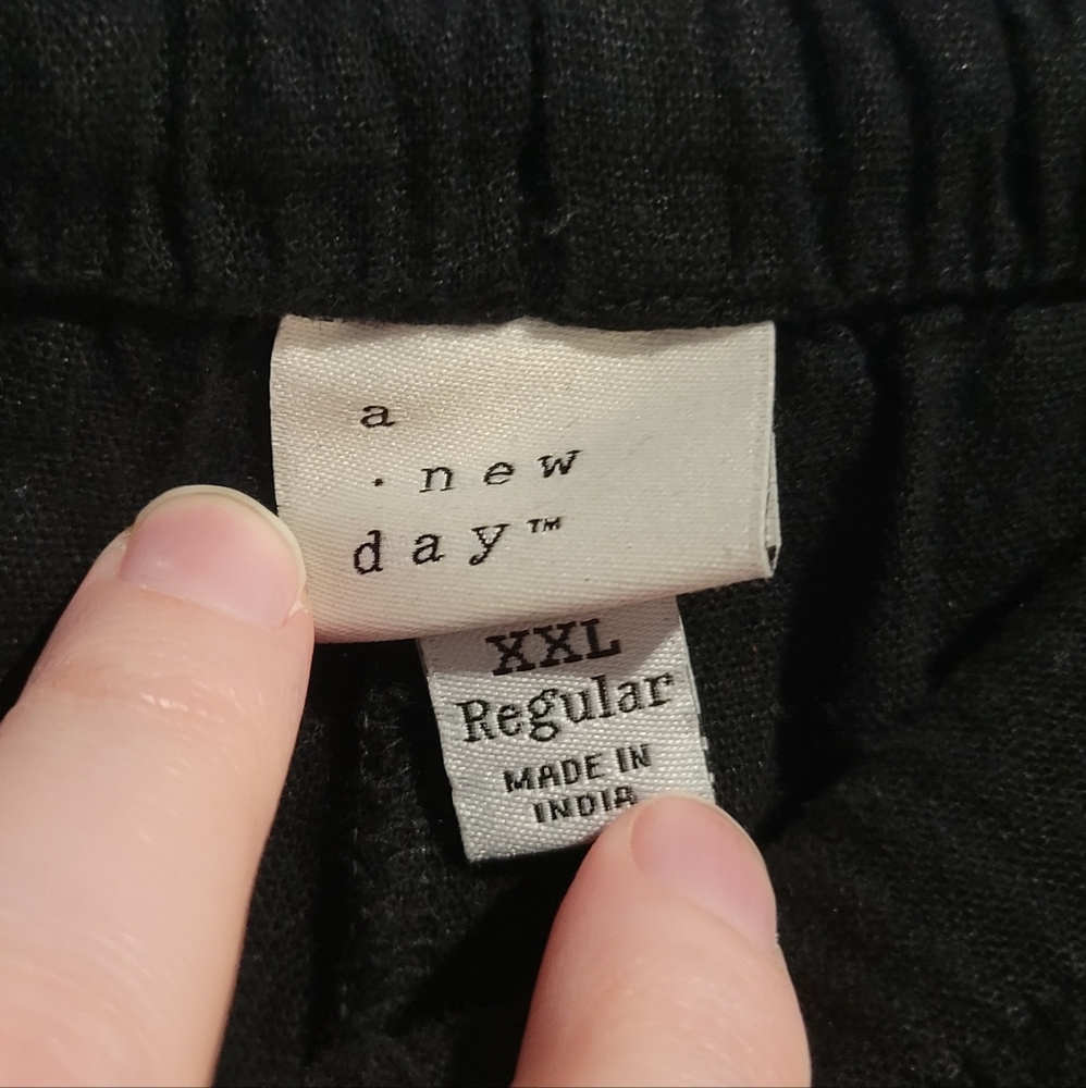 NWT A New Day Women's Wideleg Midrise Linen Pull-on Pants Black Size XXL Regular - Picture 5 of 7